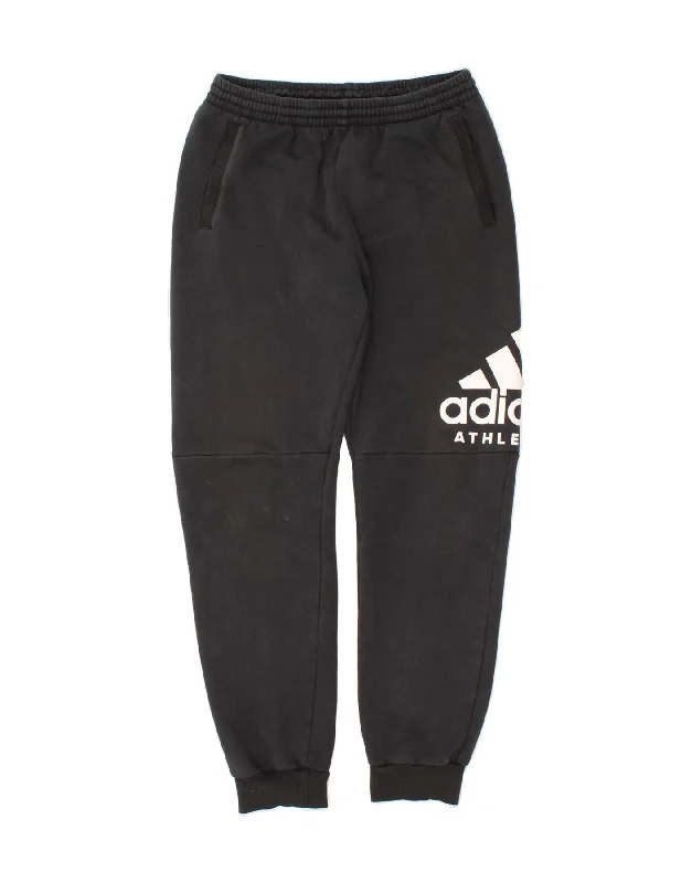 ADIDAS Boys Graphic Tracksuit Trousers Joggers 15-16 Years Black Cotton