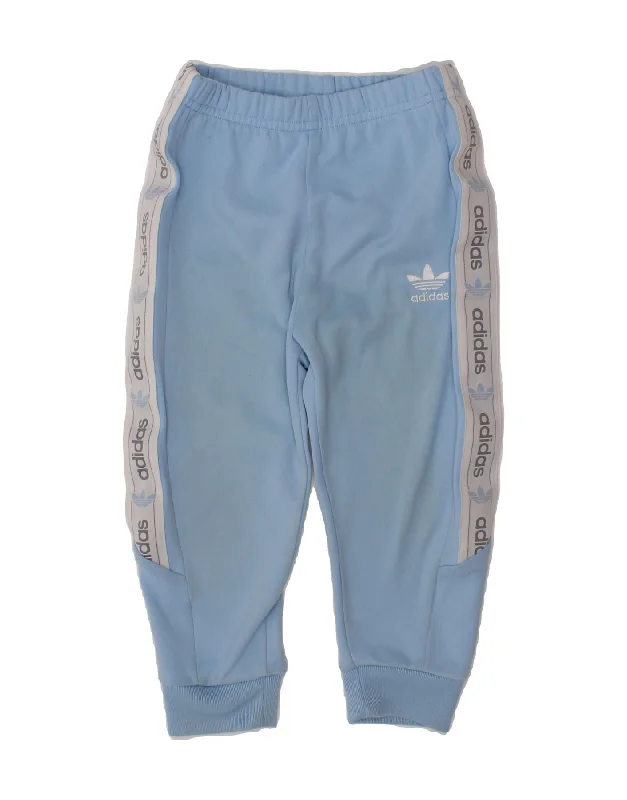ADIDAS Boys Graphic Tracksuit Trousers Joggers 2-3 Years Blue Colourblock