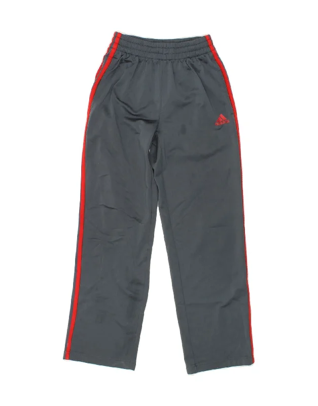 ADIDAS Boys Tracksuit Trousers 10-11 Years Grey Colourblock Polyester