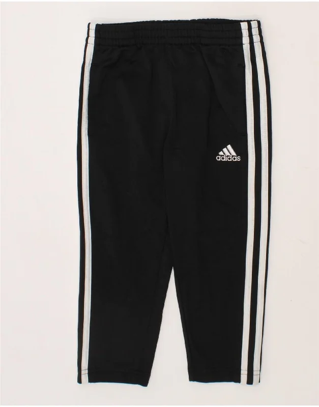 ADIDAS Boys Tracksuit Trousers 2-3 Years Black Polyester