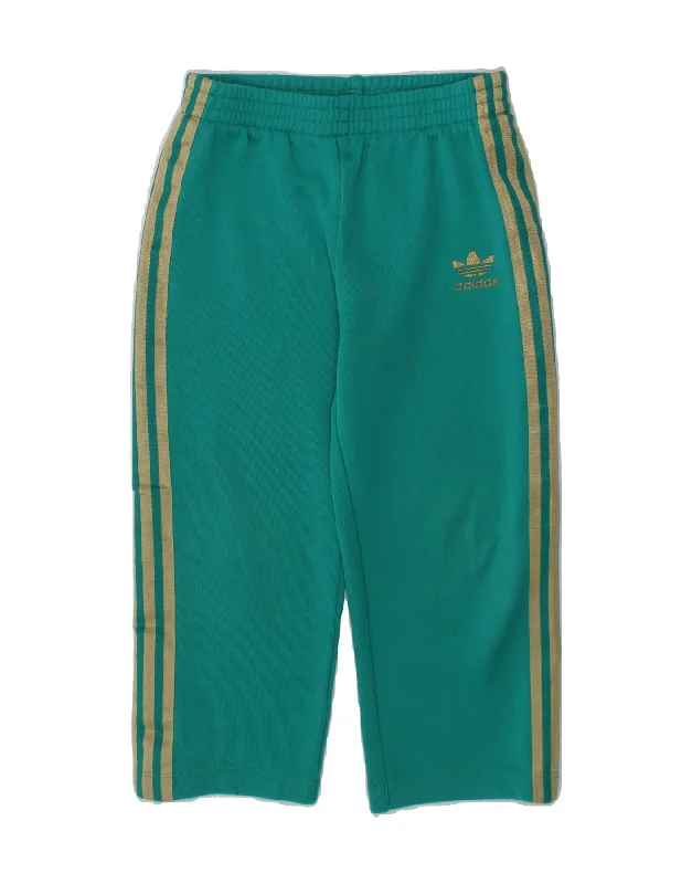 ADIDAS Boys Tracksuit Trousers 2-3 Years  Green Polyester