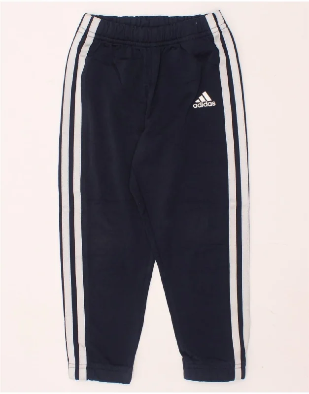 ADIDAS Boys Tracksuit Trousers 2-3 Years  Navy Blue Polyester