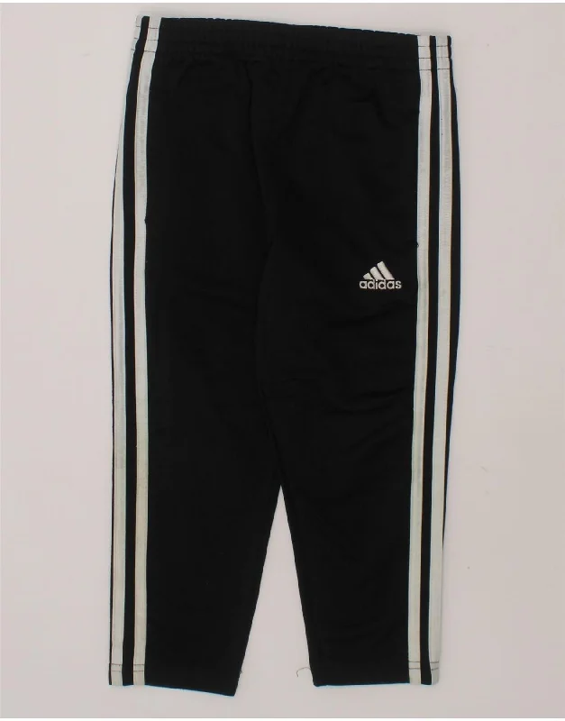 ADIDAS Boys Tracksuit Trousers 3-4 Years  Black Polyester