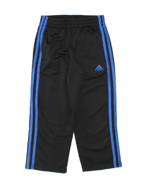 ADIDAS Boys Tracksuit Trousers 4-5 Years Black Polyester