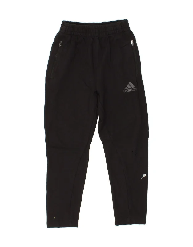 ADIDAS Boys Tracksuit Trousers 7-8 Years Black