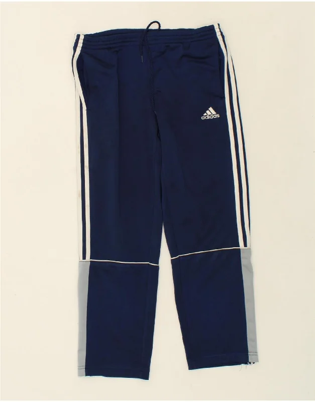ADIDAS Boys Tracksuit Trousers 9-10 Years Navy Blue Polyester