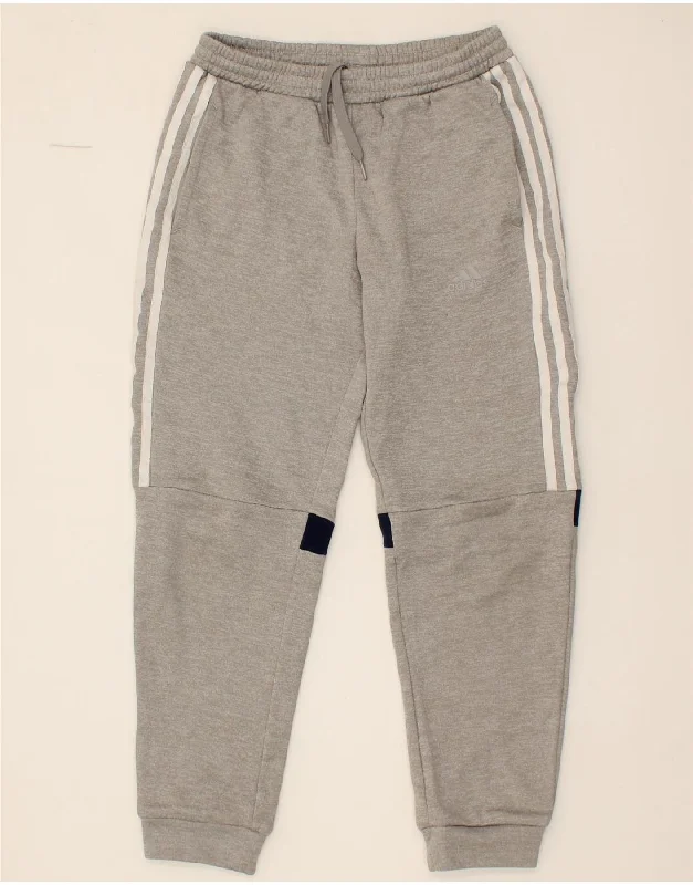 ADIDAS Boys Tracksuit Trousers Joggers 11-12 Years  Grey Colourblock