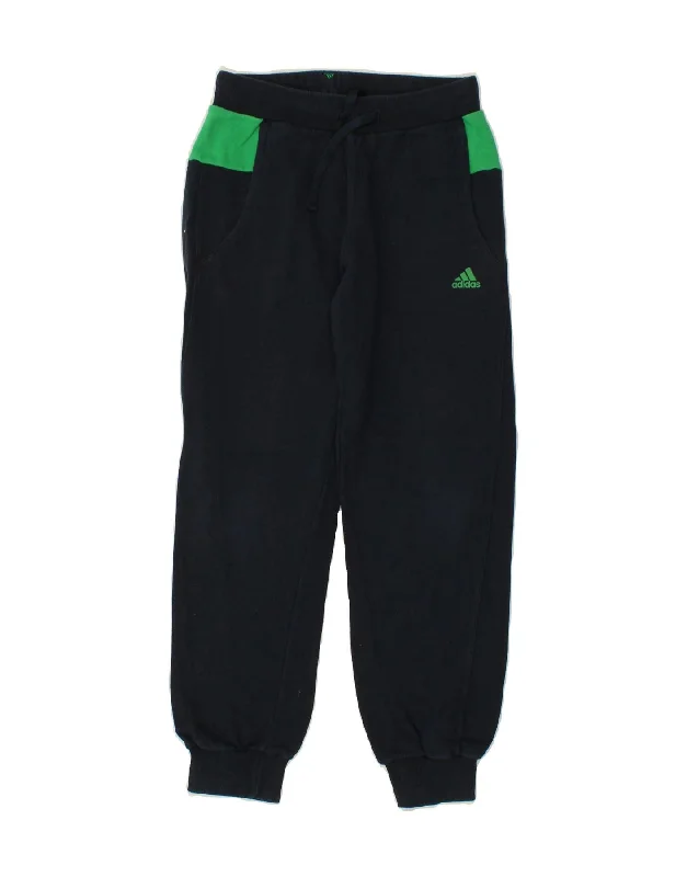 ADIDAS Boys Tracksuit Trousers Joggers 11-12 Years Navy Blue Colourblock