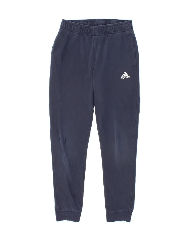 ADIDAS Boys Tracksuit Trousers Joggers 11-12 Years Navy Blue Cotton