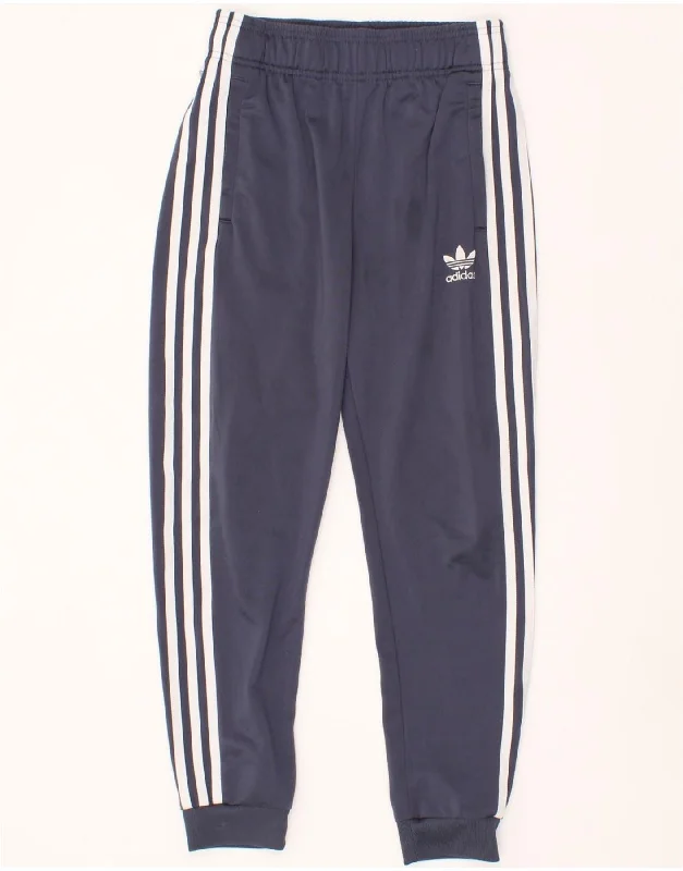 ADIDAS Boys Tracksuit Trousers Joggers 11-12 Years  Navy Blue Polyester