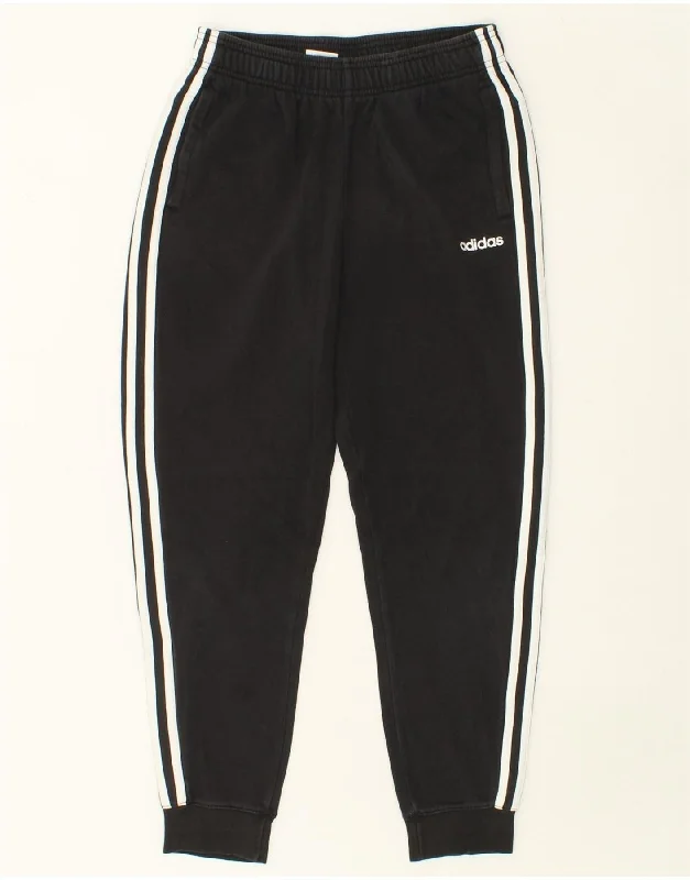 ADIDAS Boys Tracksuit Trousers Joggers 13-14 Years Black Cotton