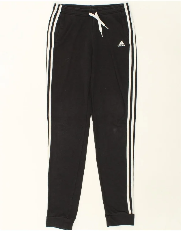 ADIDAS Boys Tracksuit Trousers Joggers 14-15 Years  Black Cotton