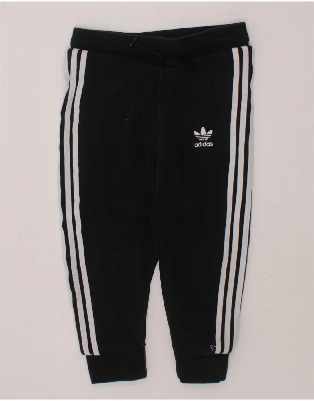 ADIDAS Boys Tracksuit Trousers Joggers 2-3 Years  Black Cotton