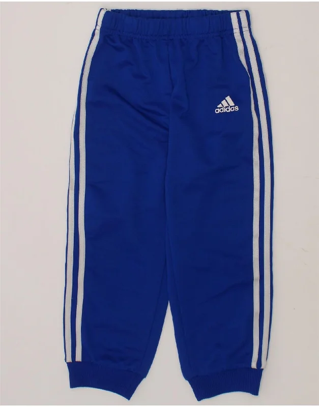 ADIDAS Boys Tracksuit Trousers Joggers 2-3 Years  Blue Polyester