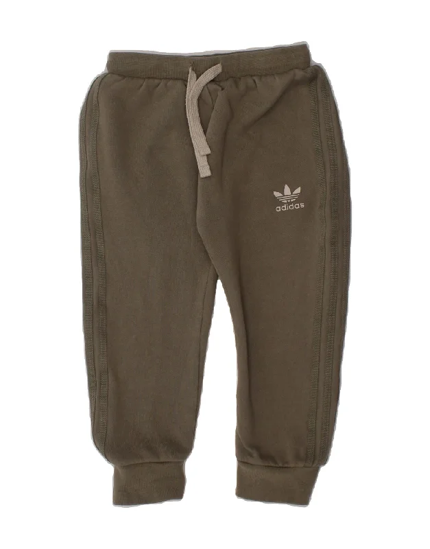 ADIDAS Boys Tracksuit Trousers Joggers 2-3 Years  Grey Cotton