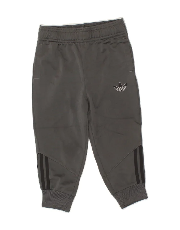 ADIDAS Boys Tracksuit Trousers Joggers 2-3 Years  Grey Polyester