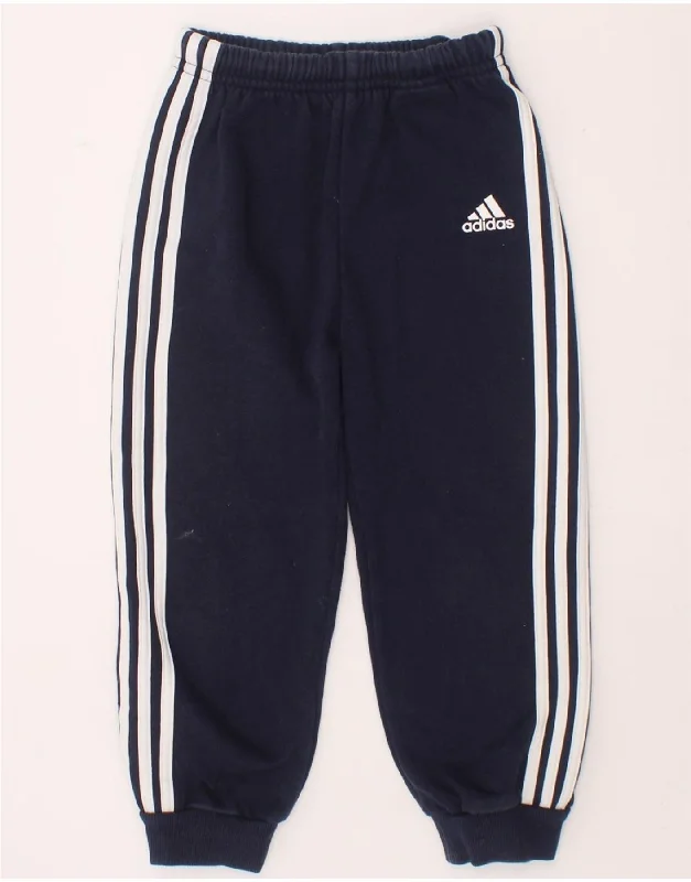 ADIDAS Boys Tracksuit Trousers Joggers 2-3 Years  Navy Blue Cotton