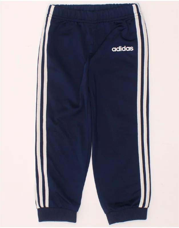 ADIDAS Boys Tracksuit Trousers Joggers 2-3 Years Navy Blue Polyester
