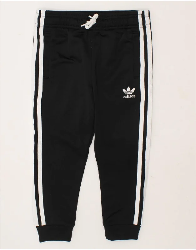 ADIDAS Boys Tracksuit Trousers Joggers 3-4 Years Black Polyester