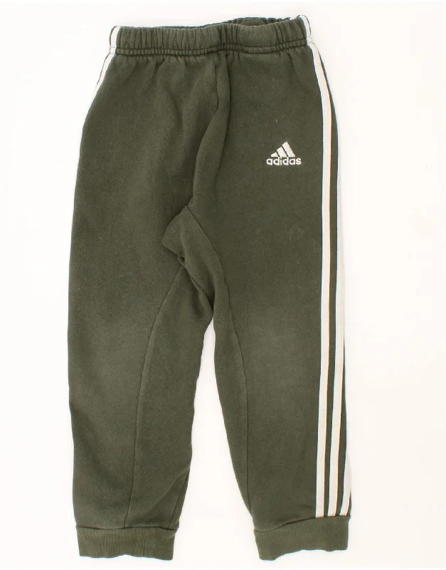 ADIDAS Boys Tracksuit Trousers Joggers 3-4 Years Green Cotton