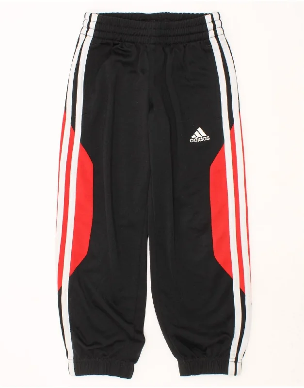 ADIDAS Boys Tracksuit Trousers Joggers 4-5 Years Black Colourblock