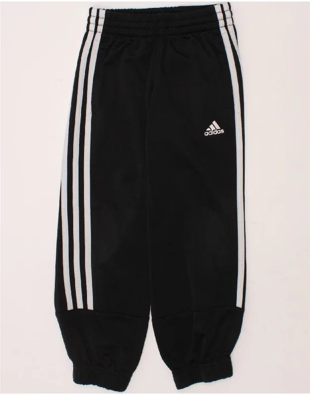 ADIDAS Boys Tracksuit Trousers Joggers 5-6 Years Black Polyester
