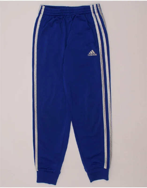 ADIDAS Boys Tracksuit Trousers Joggers 6-7 Years  Blue Polyester