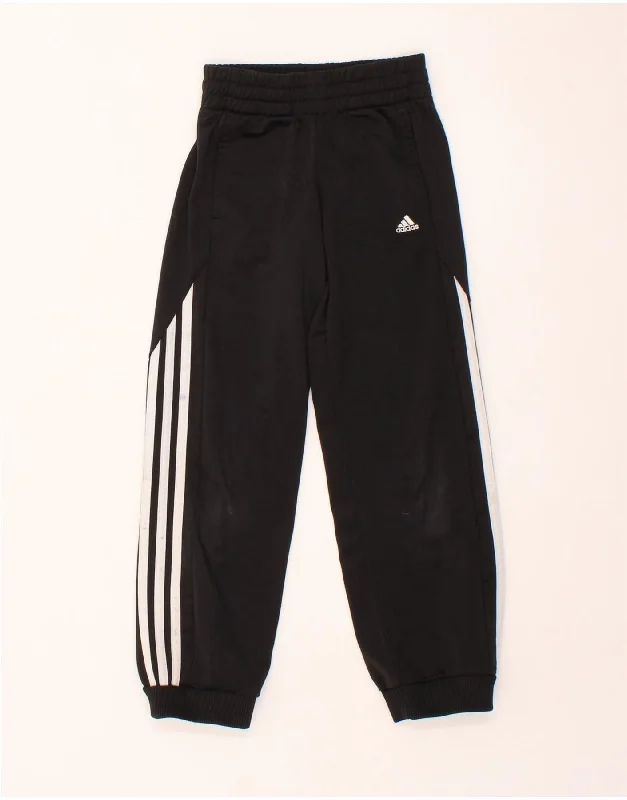 ADIDAS Boys Tracksuit Trousers Joggers 7-8 Years  Black Polyester