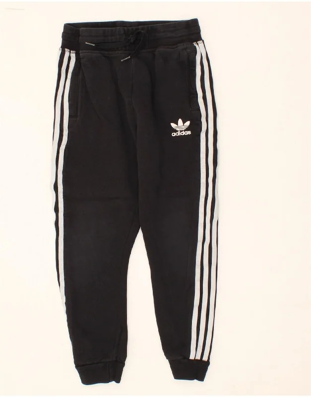ADIDAS Boys Tracksuit Trousers Joggers 9-10 Years Black Cotton