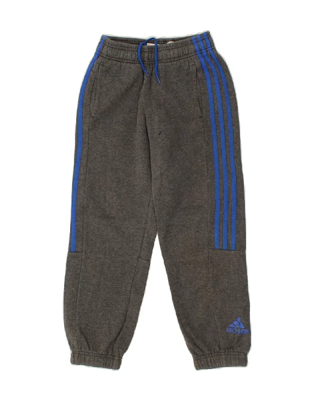 ADIDAS Boys Tracksuit Trousers Joggers 9-10 Years  Grey Cotton