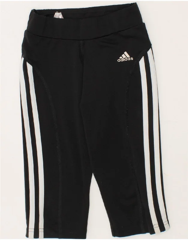ADIDAS Girls Climalite Tracksuit Trousers 5-6 Years Black Polyester
