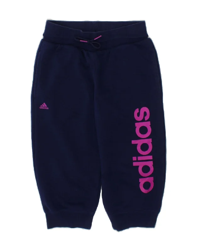 ADIDAS Girls Climalite Tracksuit Trousers Joggers 9-10 Years  Navy Blue