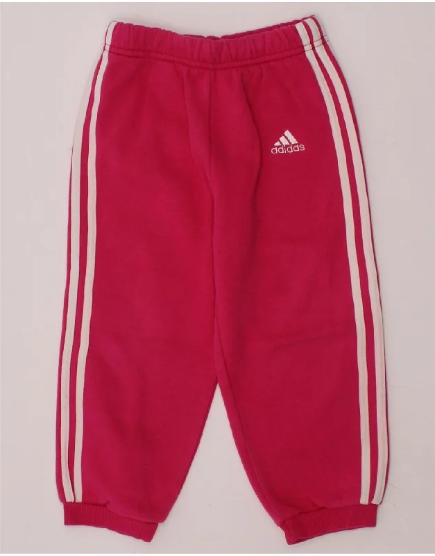 ADIDAS Girls Graphic Tracksuit Trousers Joggers 2-3 Years  Pink Cotton
