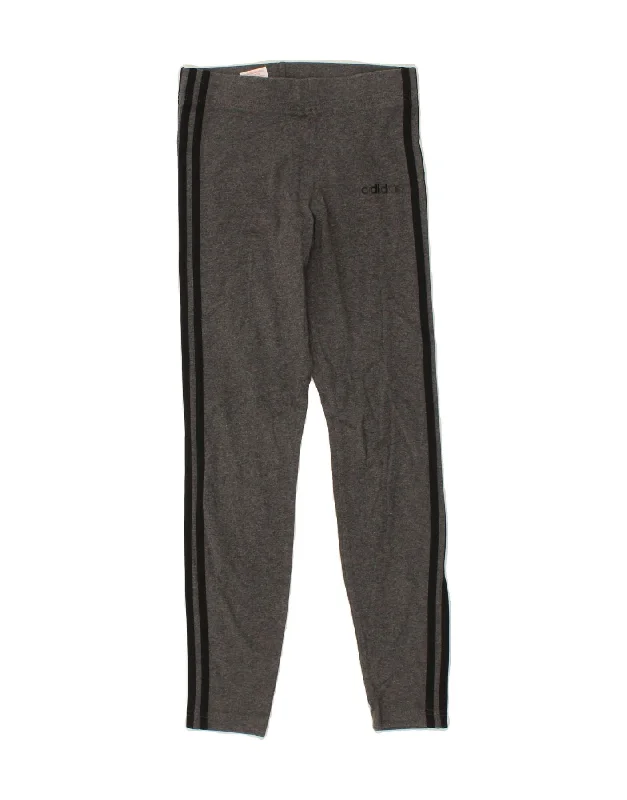 ADIDAS Girls Leggings 13-14 Years  Grey Cotton