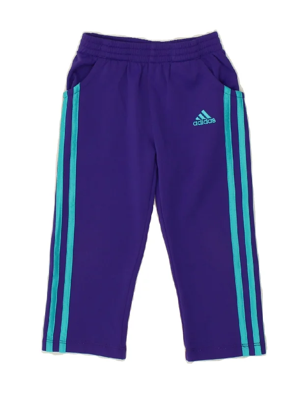 ADIDAS Girls Tracksuit Trousers 2-3 Years Navy Blue Polyester