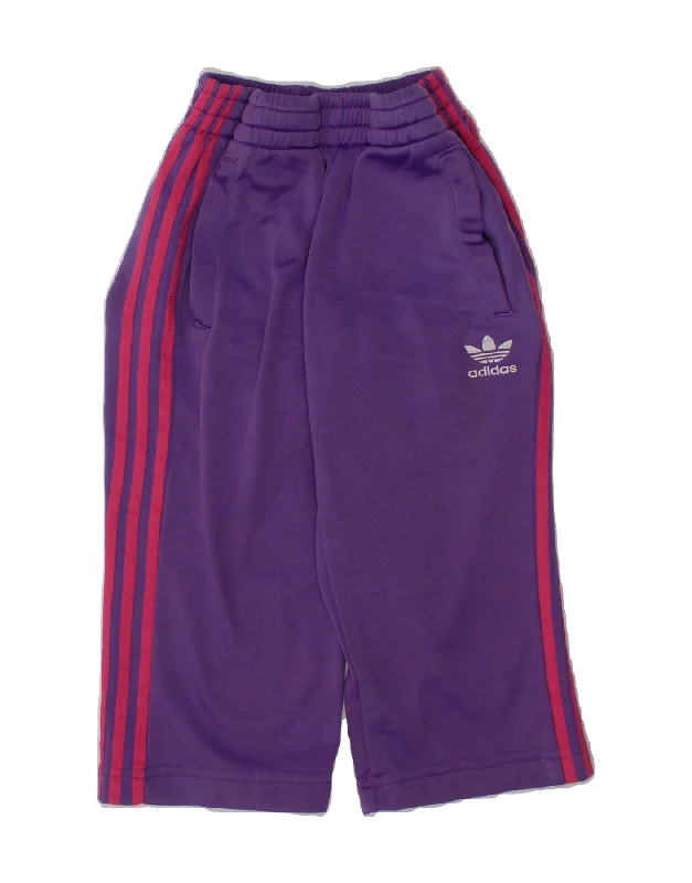 ADIDAS Girls Tracksuit Trousers 3-4 Years  Purple Nylon