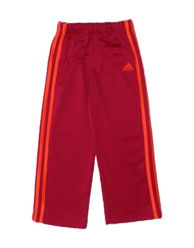 ADIDAS Girls Tracksuit Trousers 3-4 Years Red Polyester