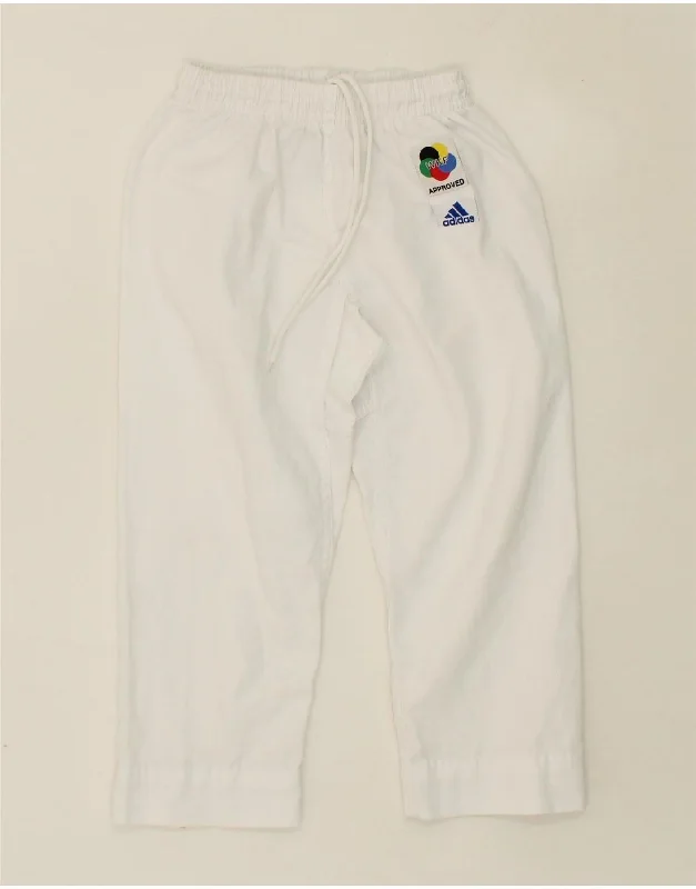 ADIDAS Girls Tracksuit Trousers 7-8 Years  White Cotton