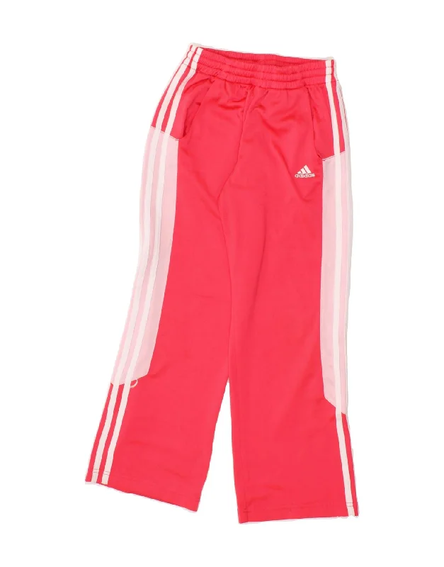 ADIDAS Girls Tracksuit Trousers 9-10 Years  Pink Colourblock Polyester