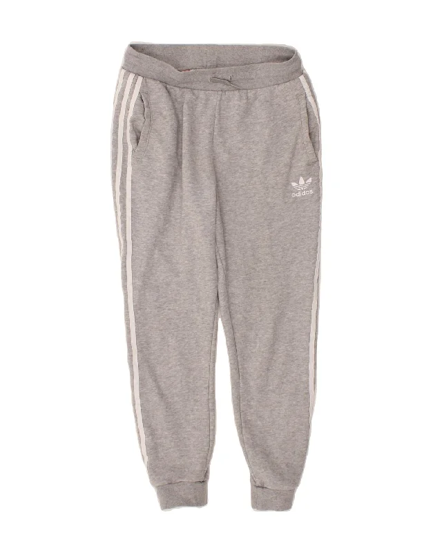 ADIDAS Girls Tracksuit Trousers Joggers 12-13 Years  Grey Cotton