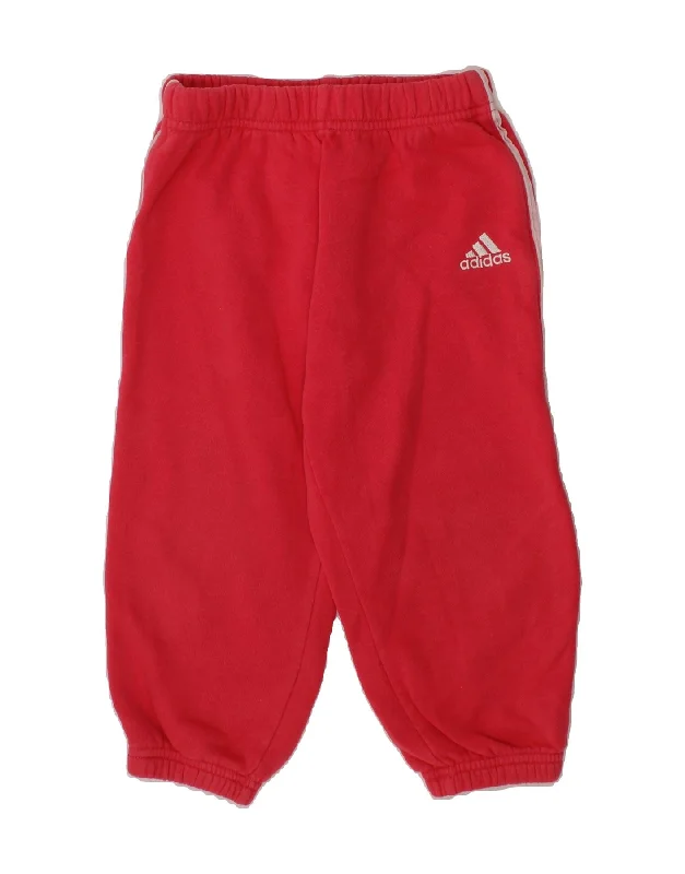 ADIDAS Girls Tracksuit Trousers Joggers 2-3 Years  Pink Cotton