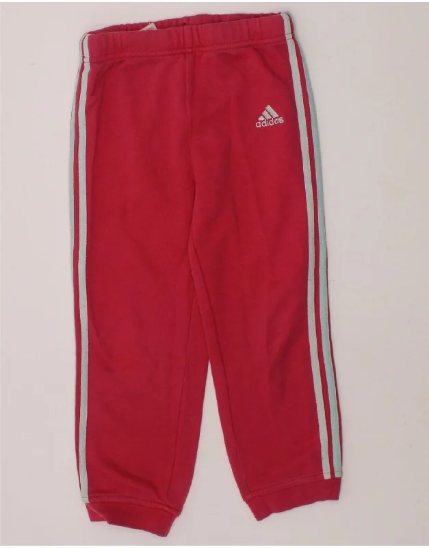ADIDAS Girls Tracksuit Trousers Joggers 3-4 Years Pink Cotton