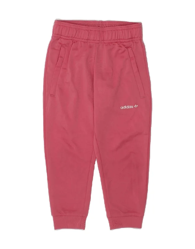 ADIDAS Girls Tracksuit Trousers Joggers 3-4 Years  Pink Polyester