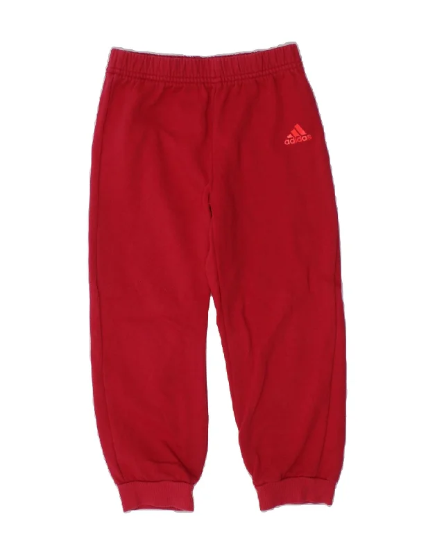 ADIDAS Girls Tracksuit Trousers Joggers 3-4 Years  Red Cotton