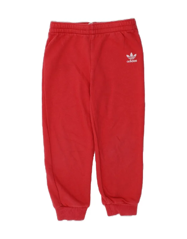 ADIDAS Girls Tracksuit Trousers Joggers 3-4 Years Red