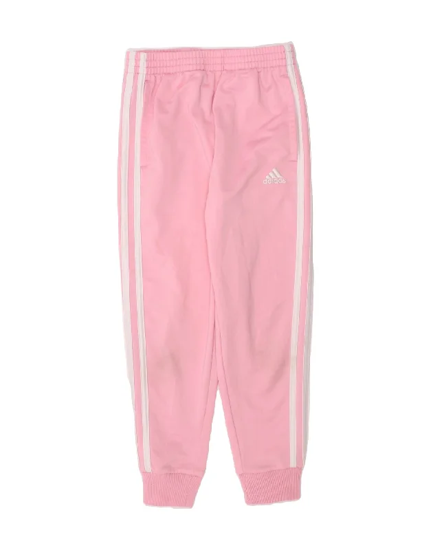 ADIDAS Girls Tracksuit Trousers Joggers 5-6 Years Pink Polyester