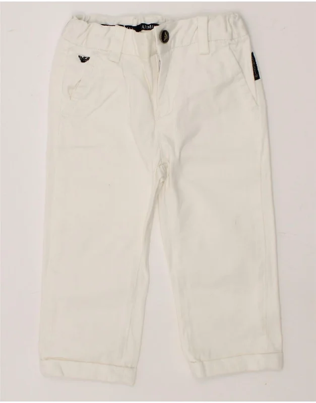 ARMANI Baby Boys Straight Chino Trousers 9-12 Months W18 L11 White Cotton