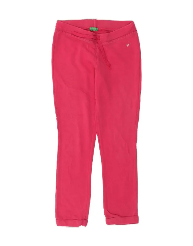 BENETTON Girls Tracksuit Trousers Joggers 13-14 Years  Pink Cotton