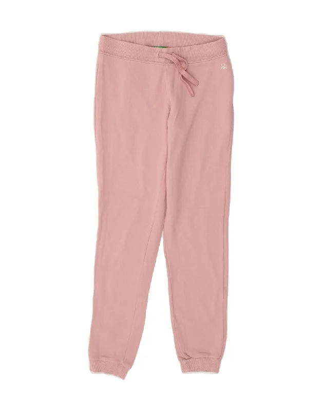 BENETTON Girls Tracksuit Trousers Joggers 7-8 Years  Pink