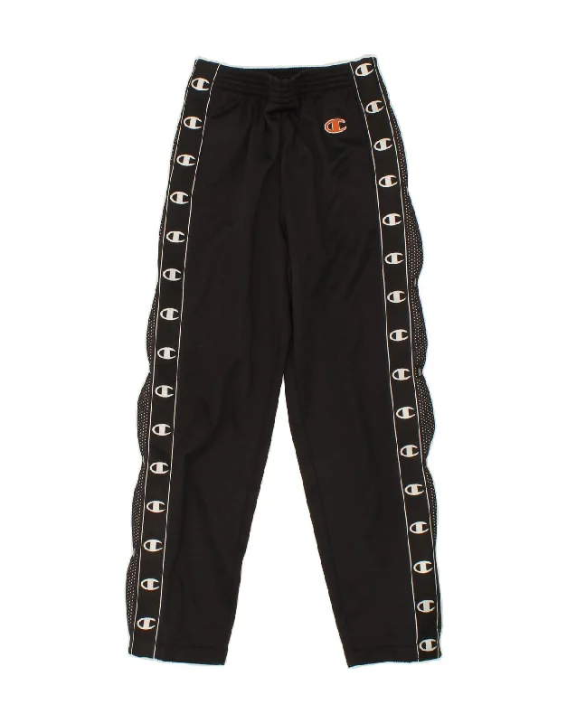 CHAMPION Boys Graphic Tracksuit Trousers 9-10 Years Black Polyester